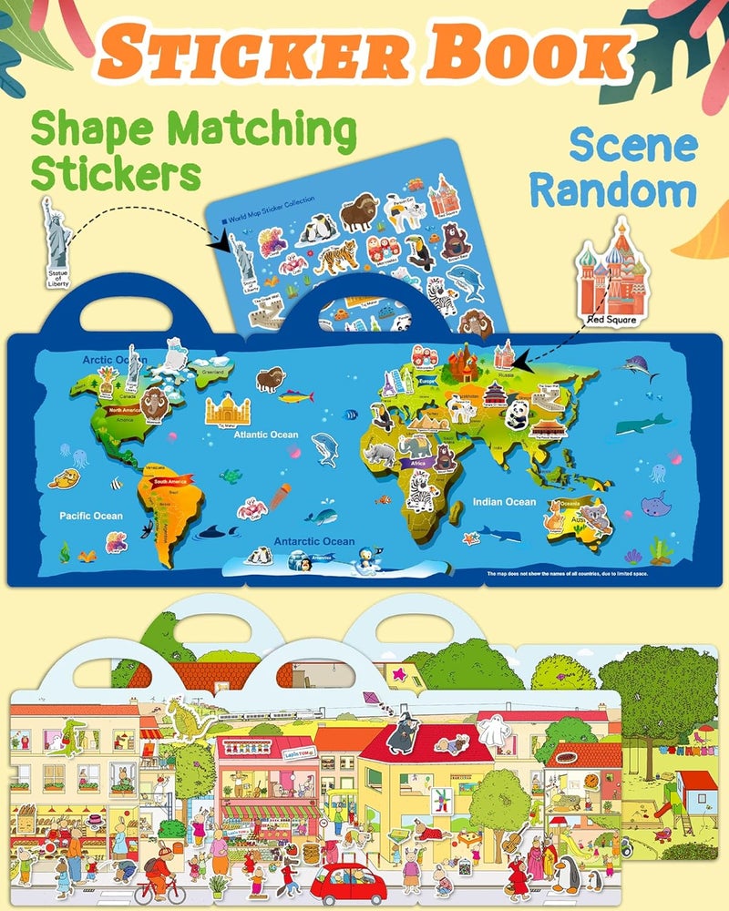 Benresive Reusable Sticker Books for Toddlers, 3 Sets Travel Stickers for Kids, Toddler Sticker Book, Crafts Activities for Toddlers, 3 and Up Birthday Gifts Travel Toys - Image 2